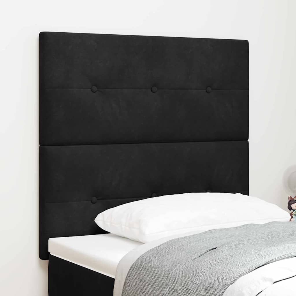 LED sengegavl med LED-lysstrimler Sort 90 cm Fløjl
