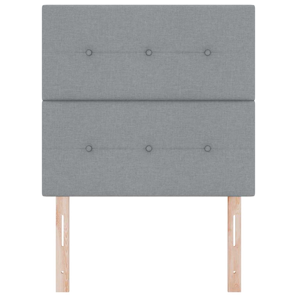 LED sengegavl med LED-lysstrimler Lysegrå 100 cm Stof