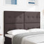 LED sengegavl med LED-lysstrimler Mørk Brun 144 cm Stof