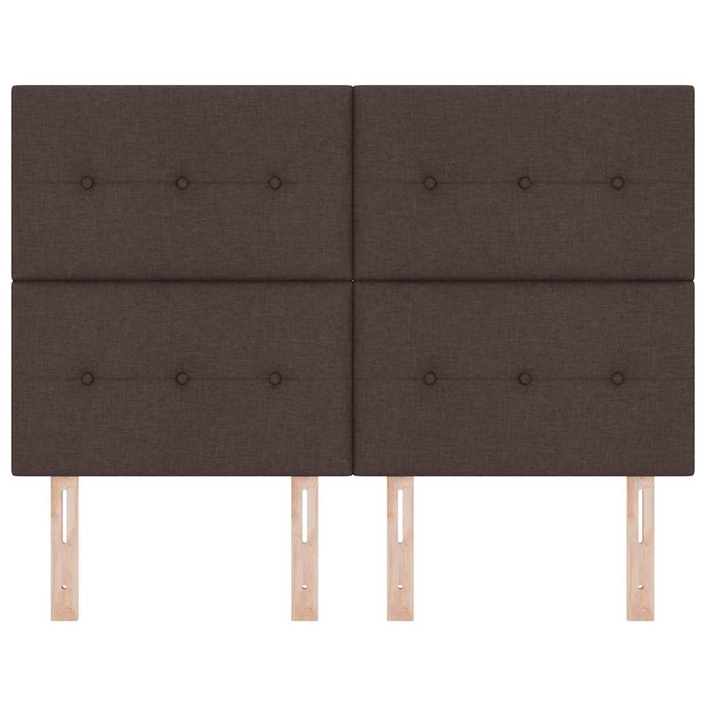 LED sengegavl med LED-lysstrimler Mørk Brun 144 cm Stof