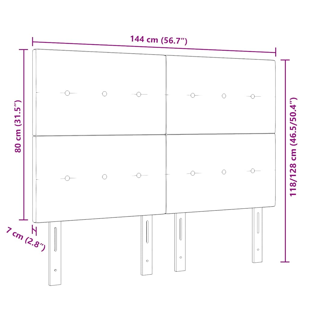 LED sengegavl med LED-lysstrimler Gråbrun 144 cm Stof