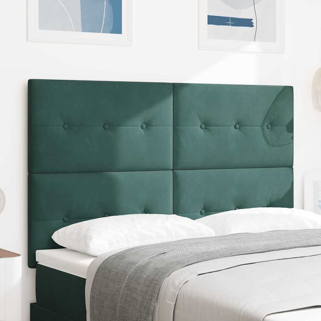 LED sengegavl med LED-lysstrimler Grøn 144 cm Fløjl