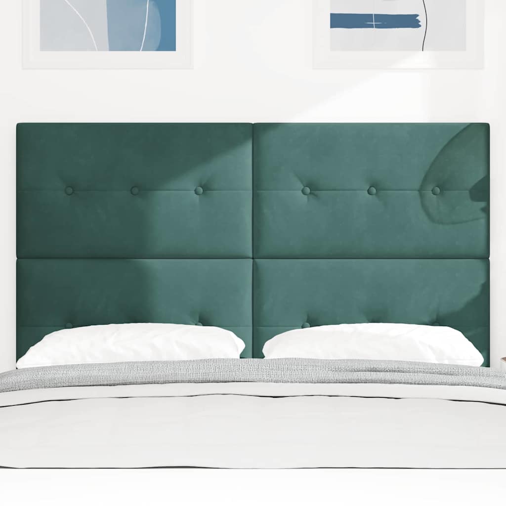 LED sengegavl med LED-lysstrimler Grøn 144 cm Fløjl