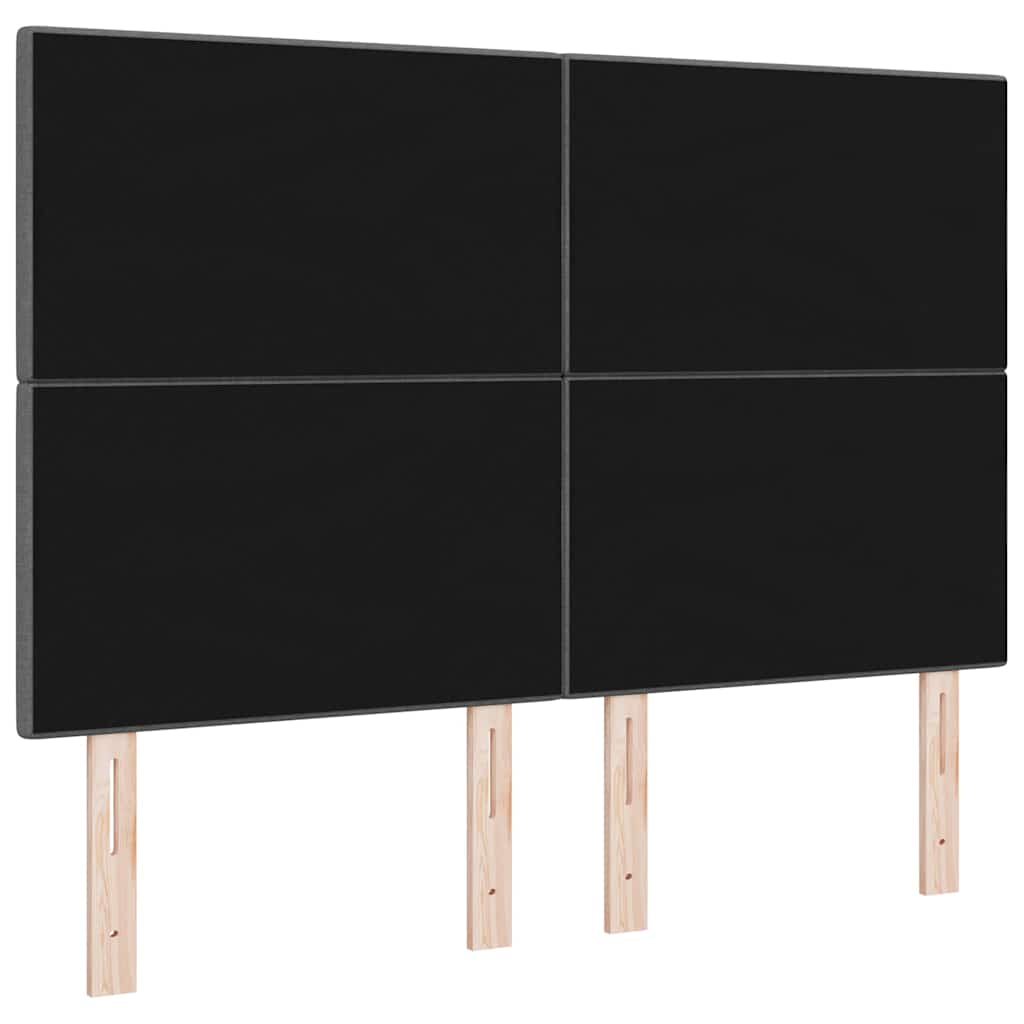 LED sengegavl med LED-lysstrimler Mørkegrå 160 cm Stof