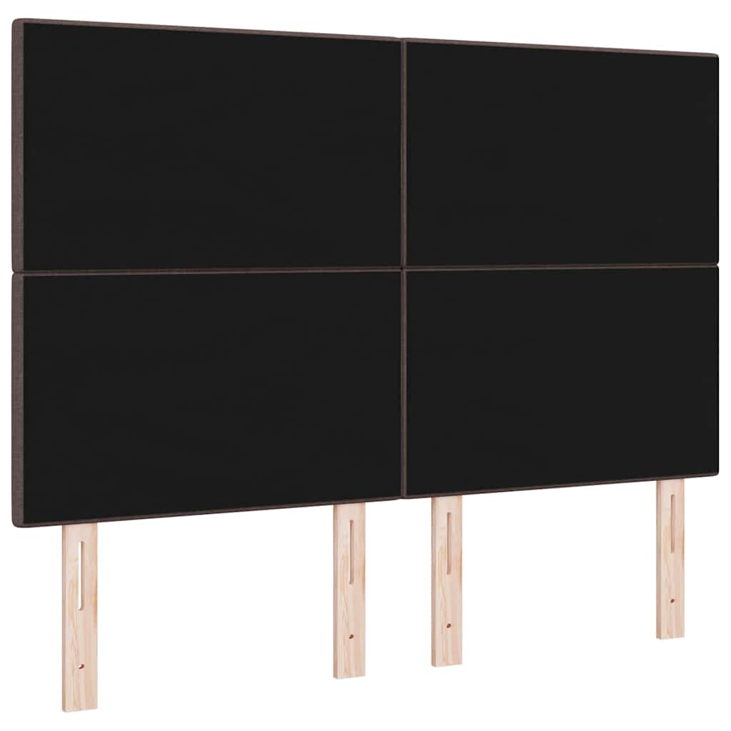 LED sengegavl med LED-lysstrimler Mørk Brun 160 cm Stof