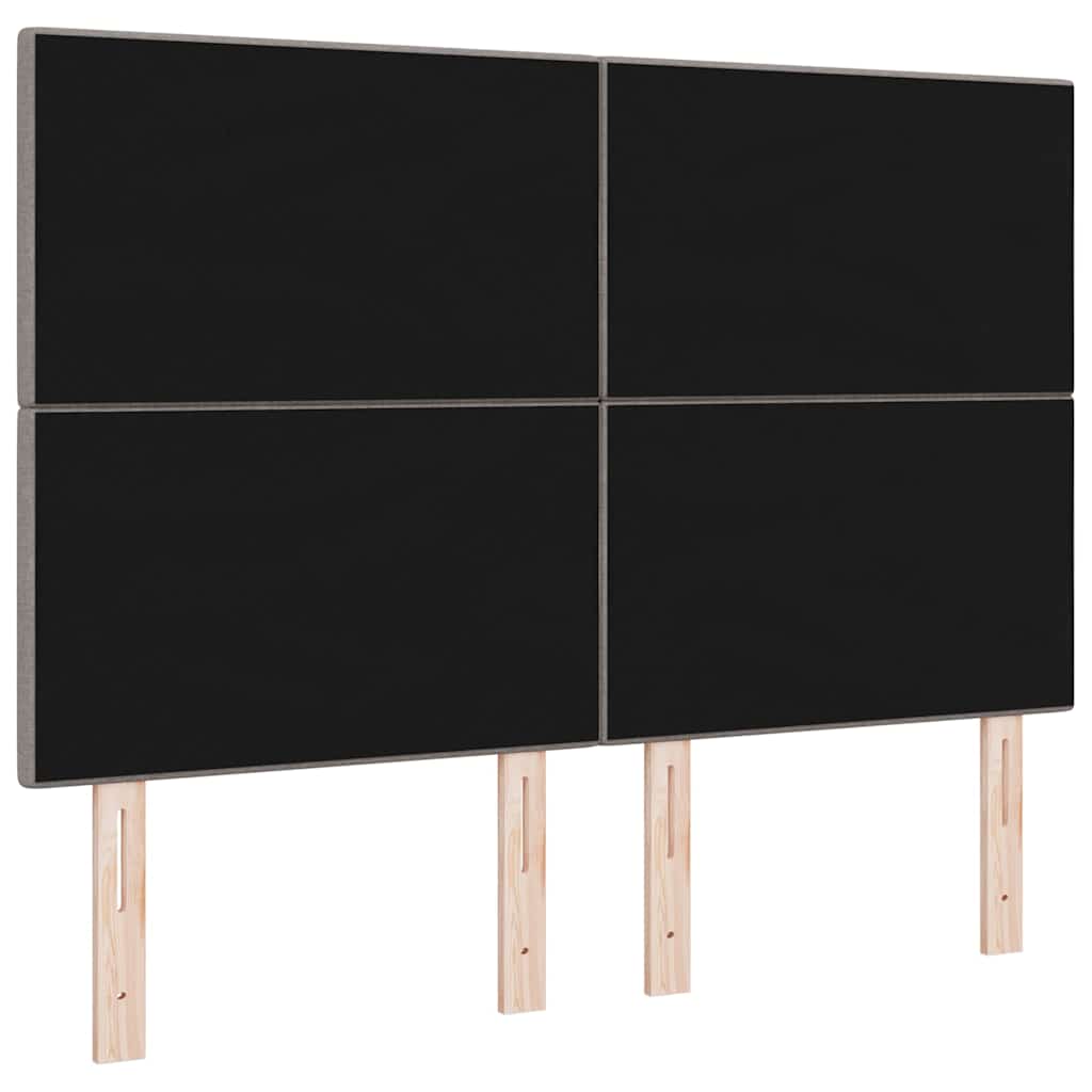 LED sengegavl med LED-lysstrimler Gråbrun 160 cm Stof