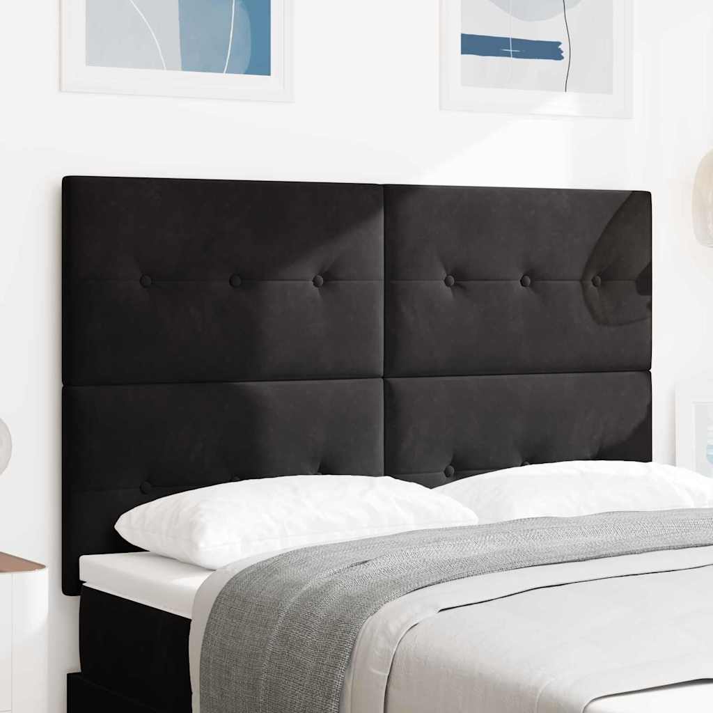 LED sengegavl med LED-lysstrimler Sort 160 cm Fløjl