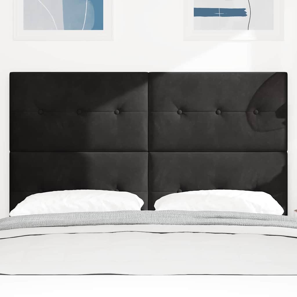 LED sengegavl med LED-lysstrimler Sort 160 cm Fløjl