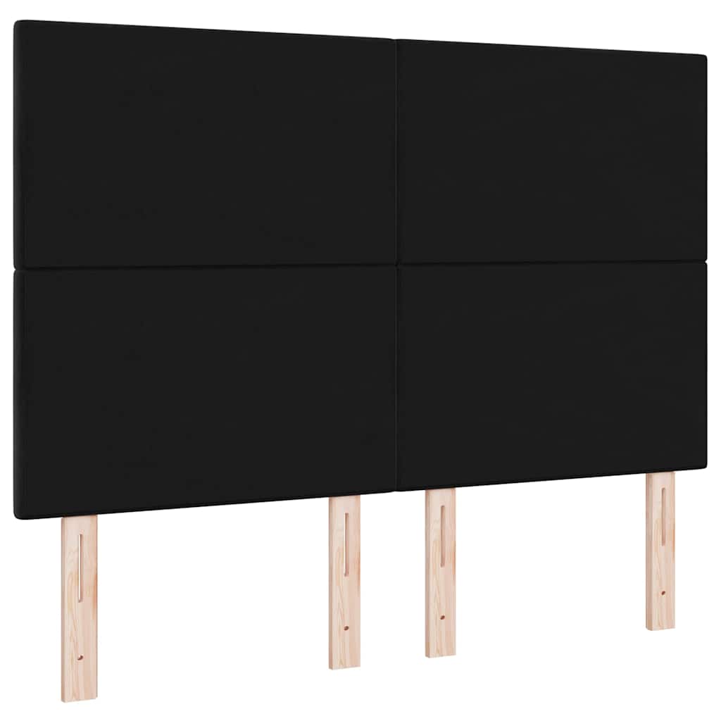 LED sengegavl med LED-lysstrimler Sort 160 cm Fløjl