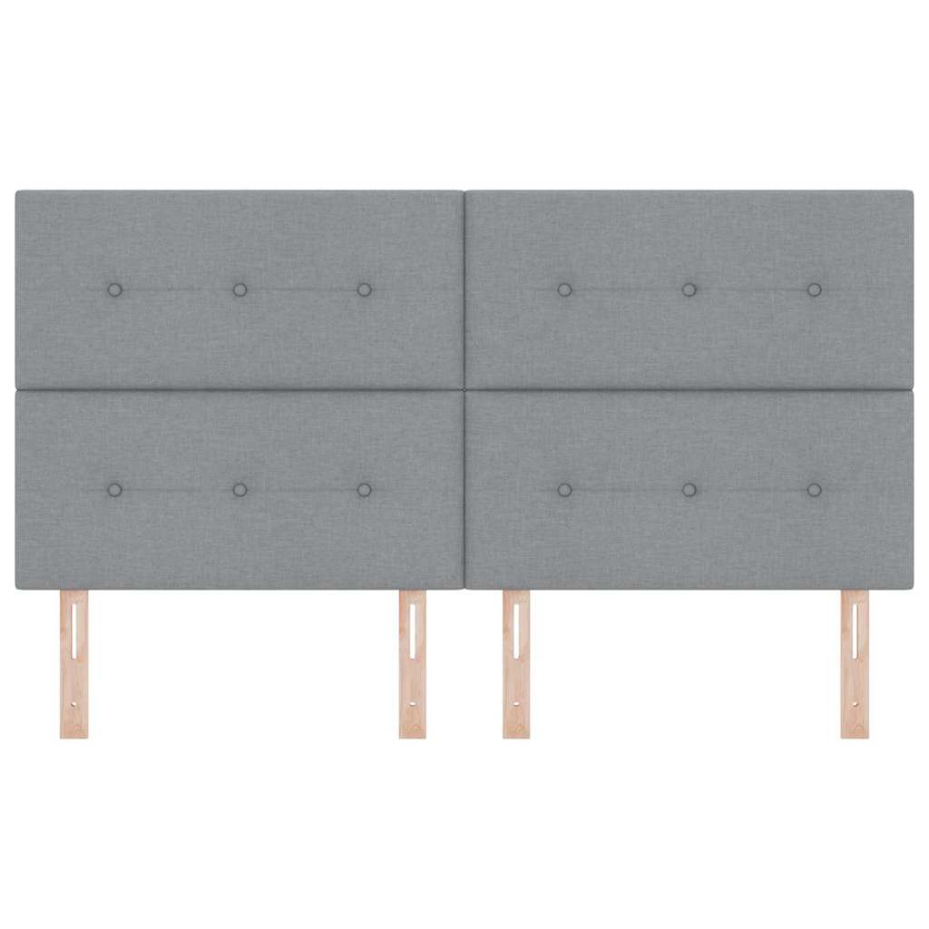 LED sengegavl med LED-lysstrimler Lysegrå 180 cm Stof