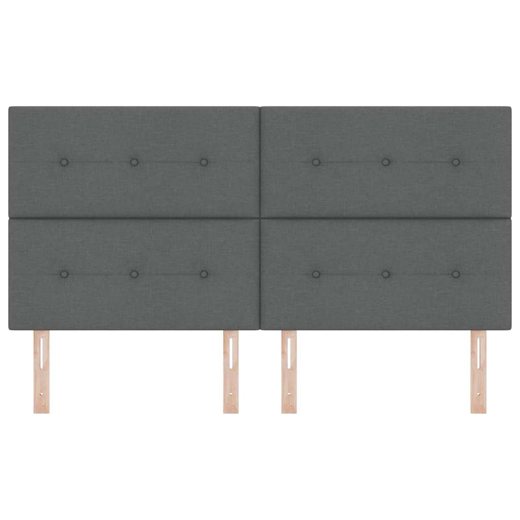 LED sengegavl med LED-lysstrimler Mørkegrå 180 cm Stof