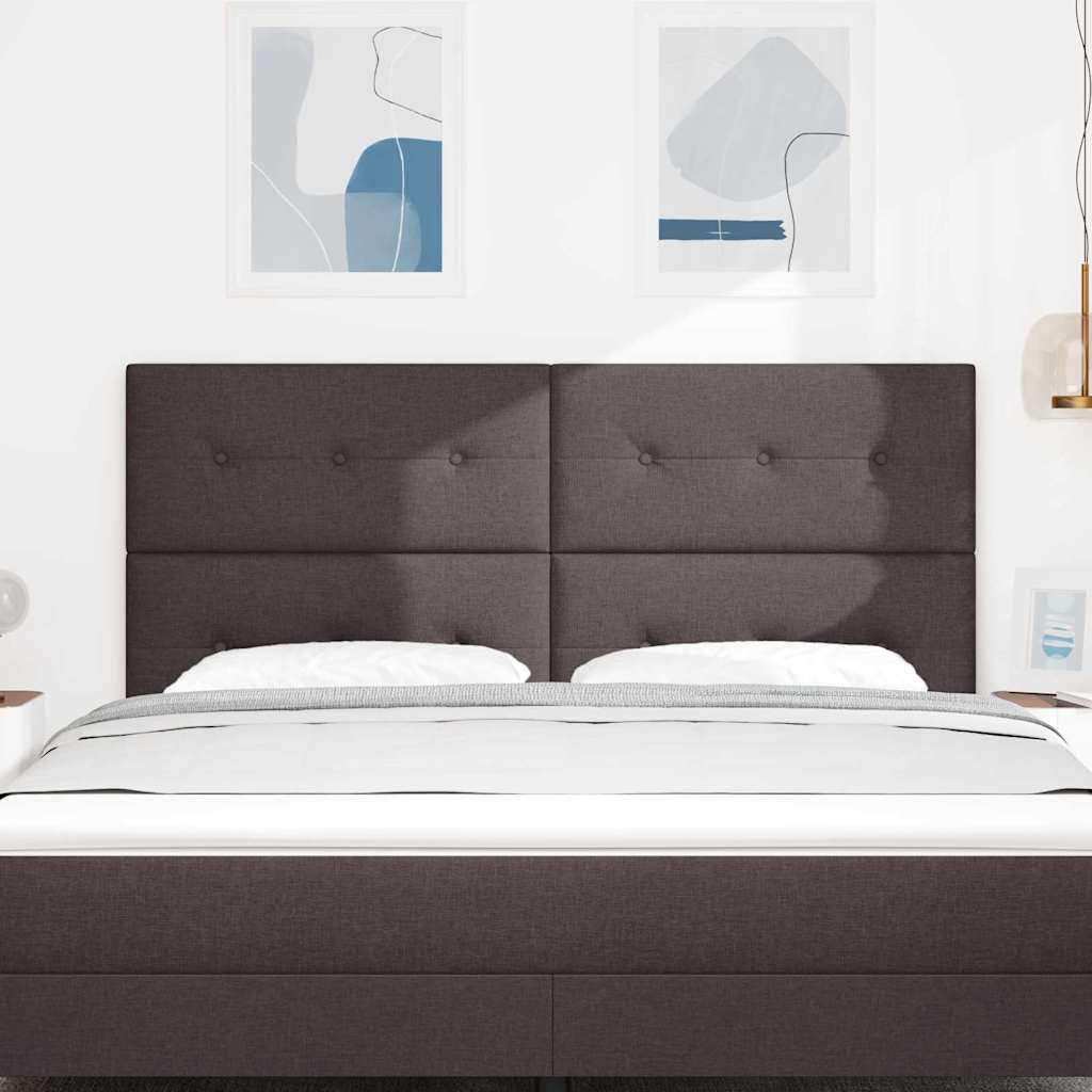 LED sengegavl med LED-lysstrimler Mørk Brun 180 cm Stof