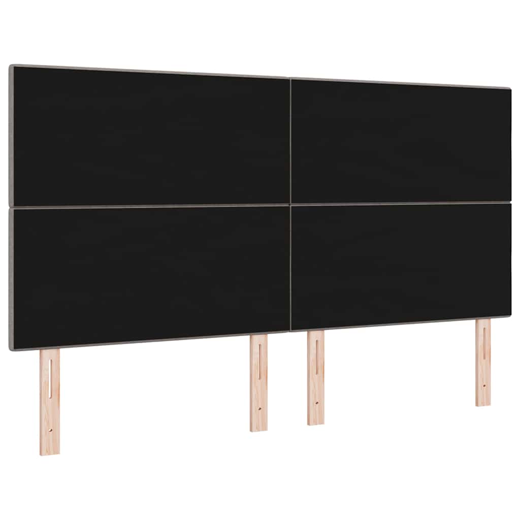 LED sengegavl med LED-lysstrimler Gråbrun 180 cm Stof