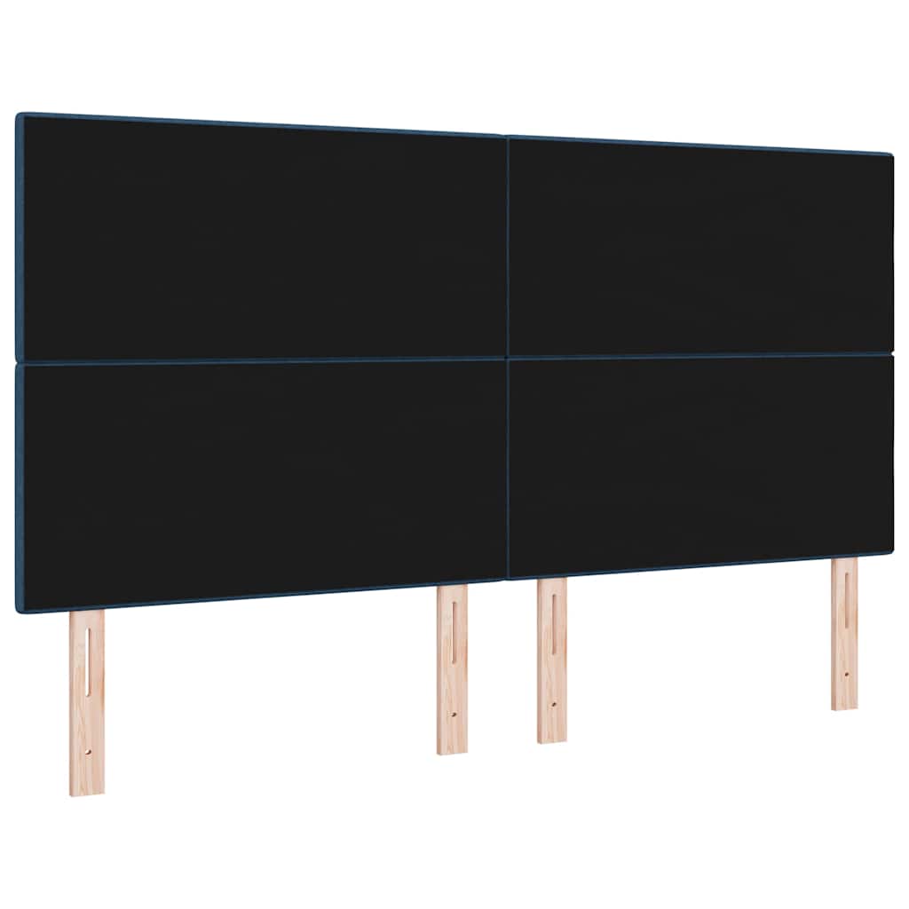 LED sengegavl med LED-lysstrimler Blå 180 cm Stof