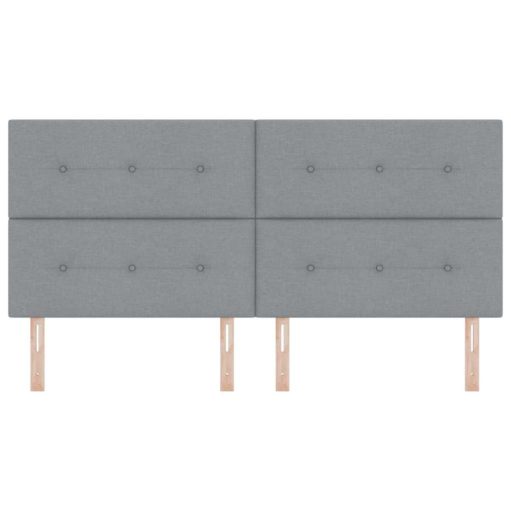LED sengegavl med LED-lysstrimler Lysegrå 200 cm Stof