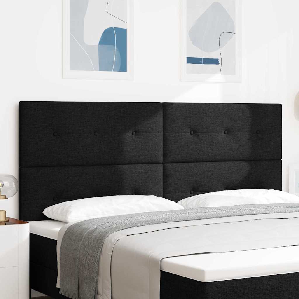 LED sengegavl med LED-lysstrimler Sort 200 cm Stof
