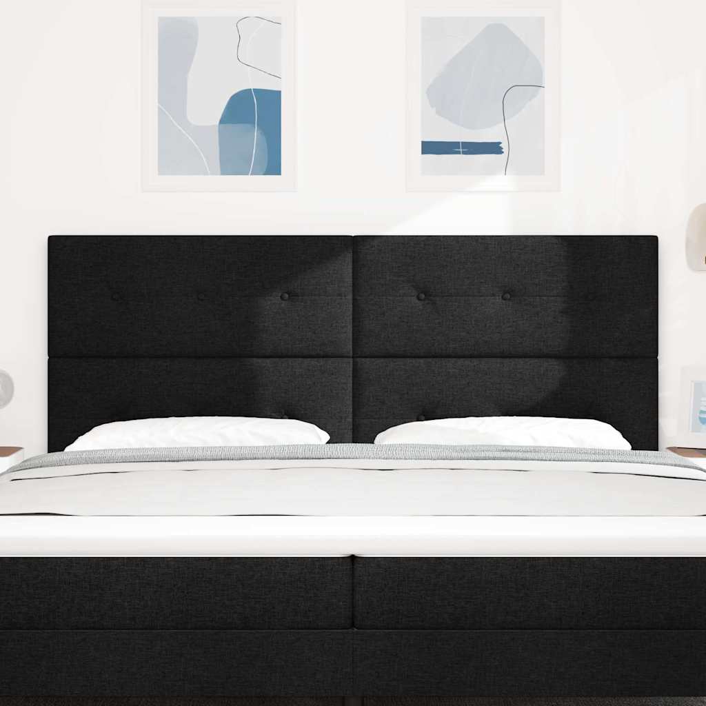LED sengegavl med LED-lysstrimler Sort 200 cm Stof