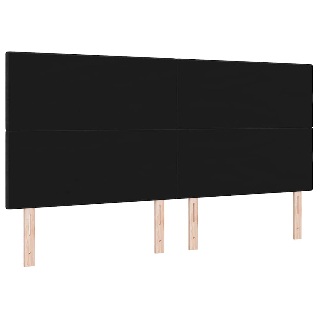 LED sengegavl med LED-lysstrimler Sort 200 cm Stof