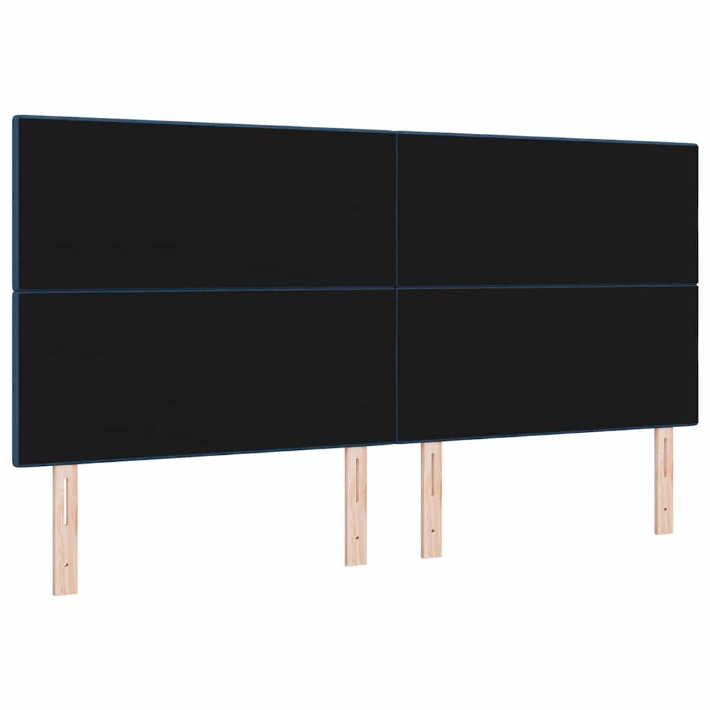 LED sengegavl med LED-lysstrimler Blå 200 cm Stof