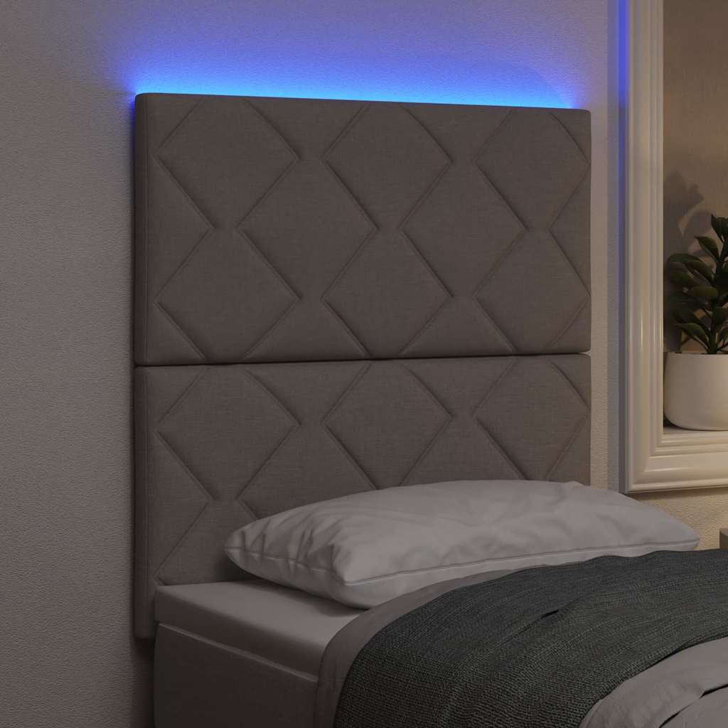 LED sengegavl Gråbrun Stof