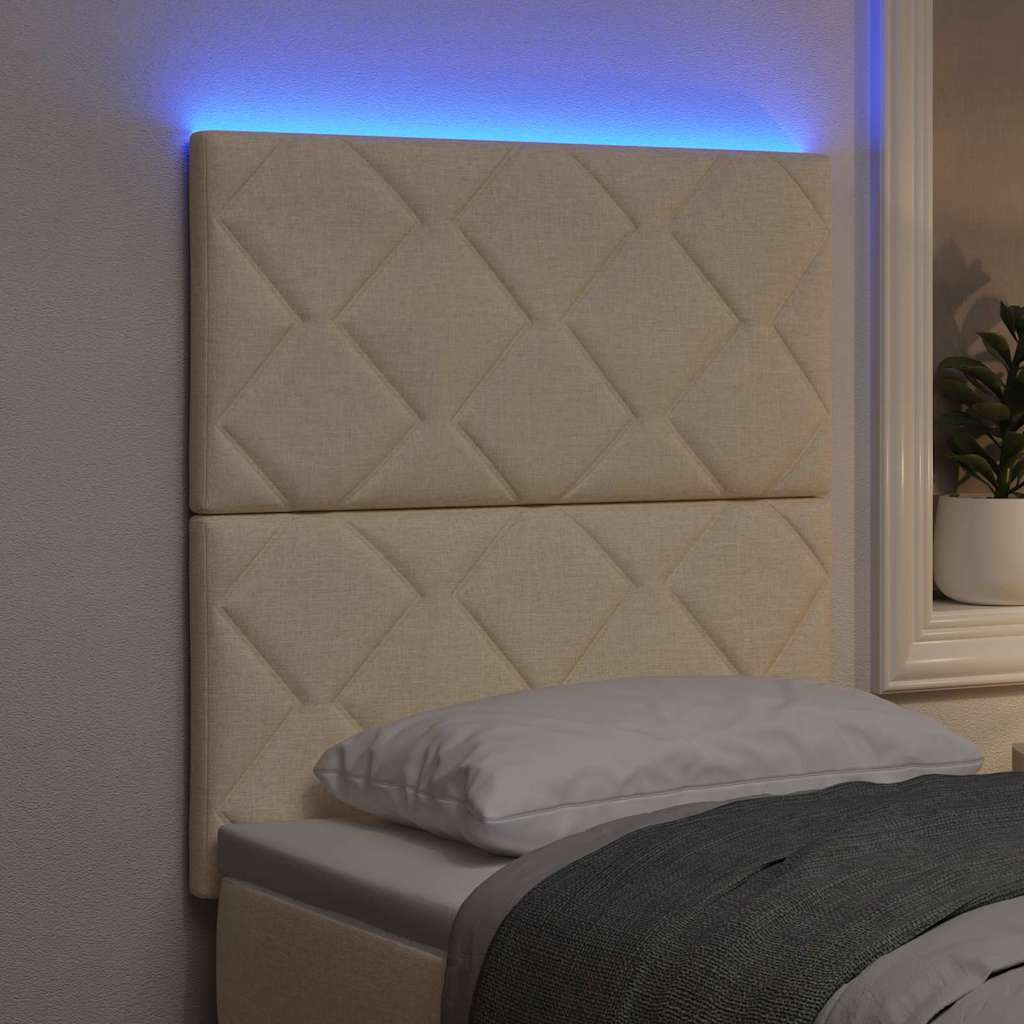 LED sengegavl Creme Stof