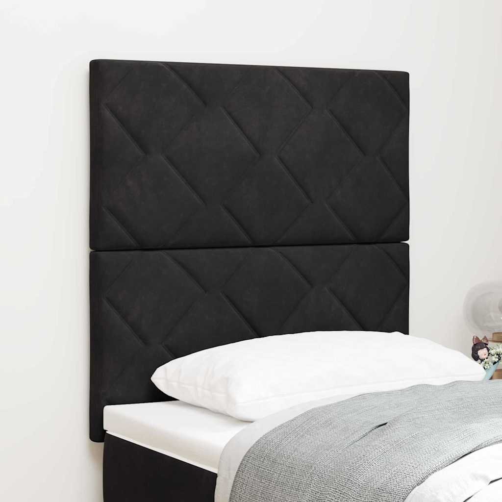 LED sengegavl Sort 80 cm Fløjl