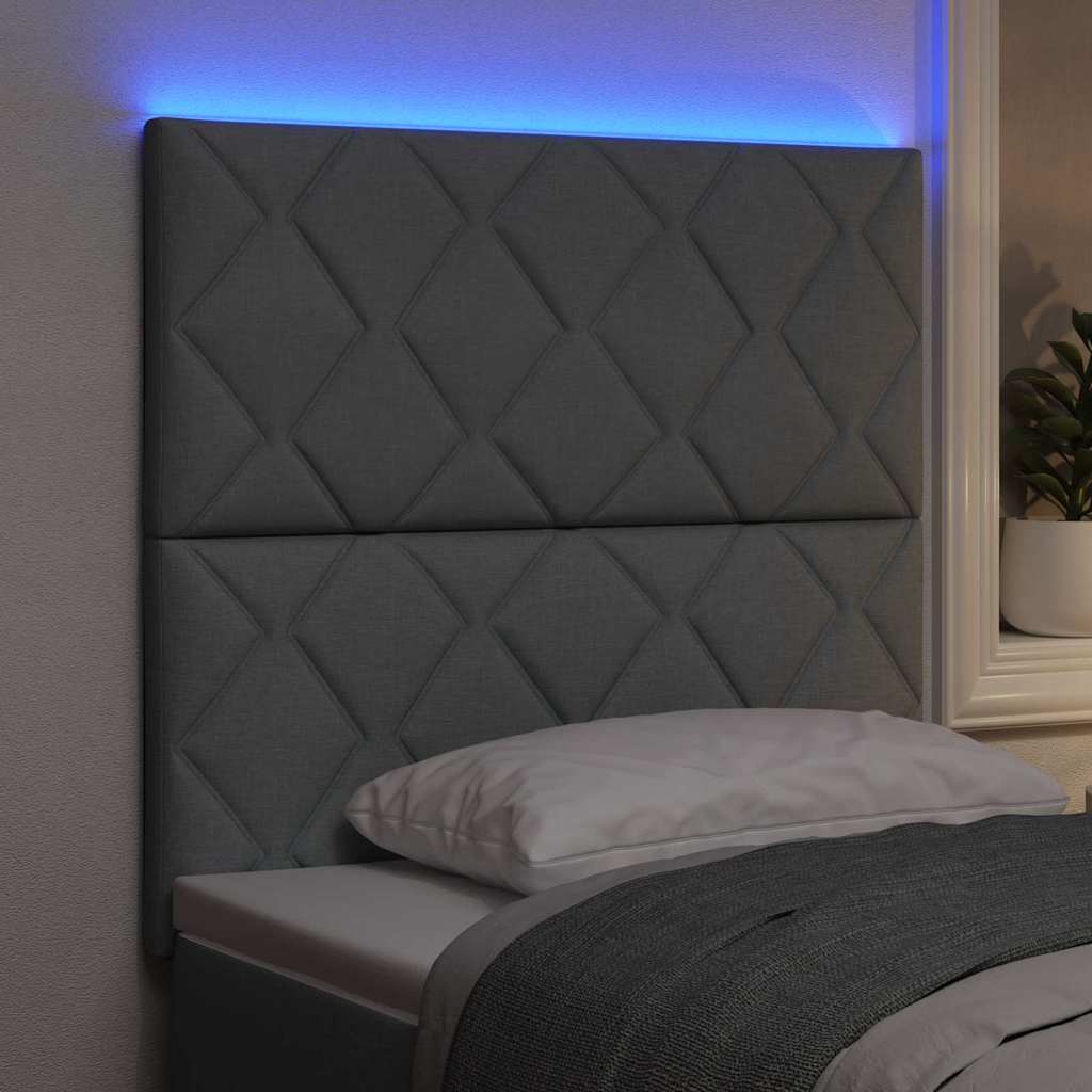 LED sengegavl Lysegrå 90 cm Stof