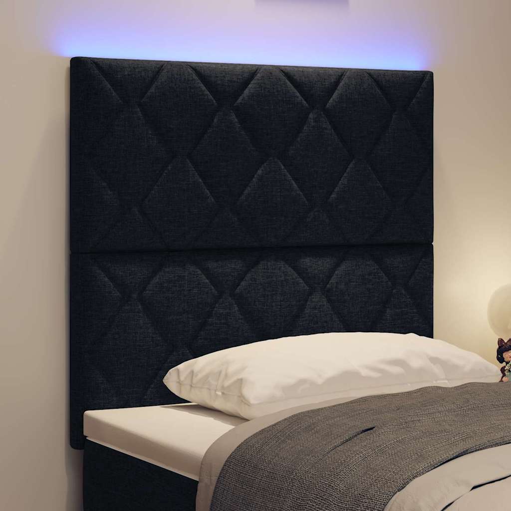 LED sengegavl Sort 90 cm Stof