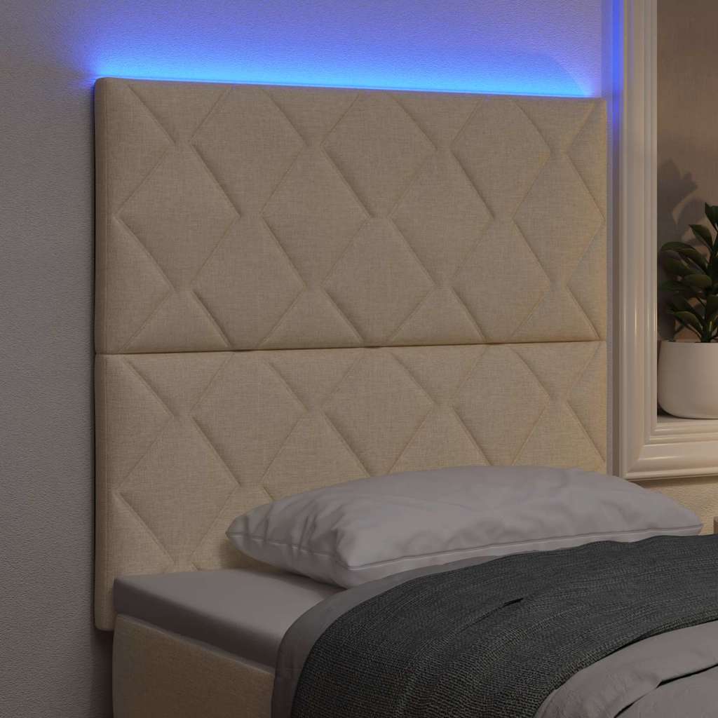 LED sengegavl Creme 90 cm Stof