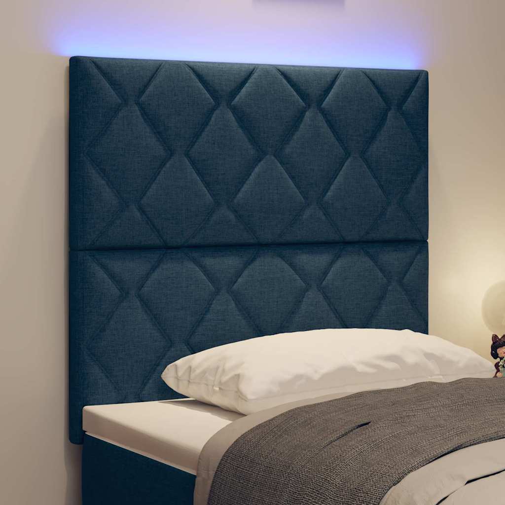 LED sengegavl Blå 90 cm Stof