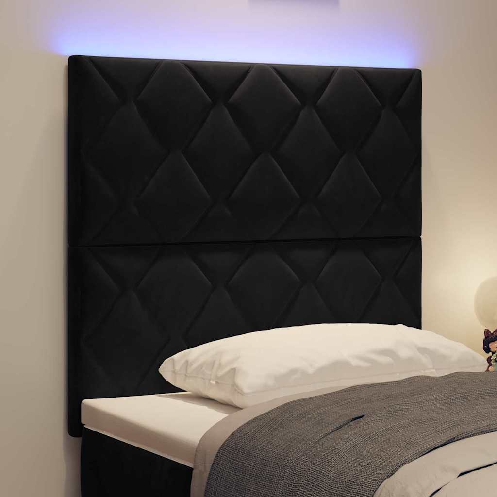 LED sengegavl Sort 100 cm Fløjl