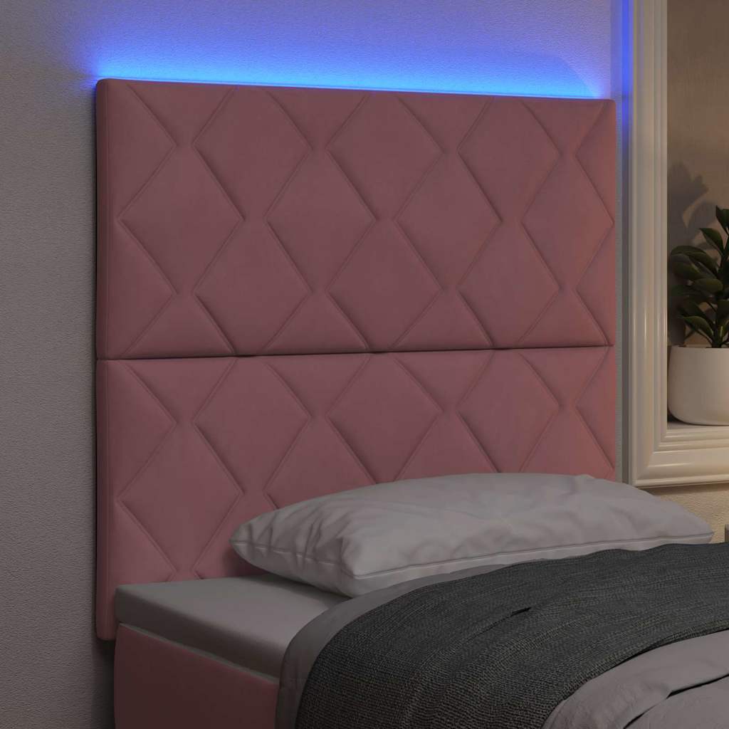 LED sengegavl Lyserød 100 cm Fløjl