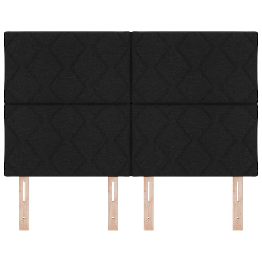 LED sengegavl Sort 144 cm Stof