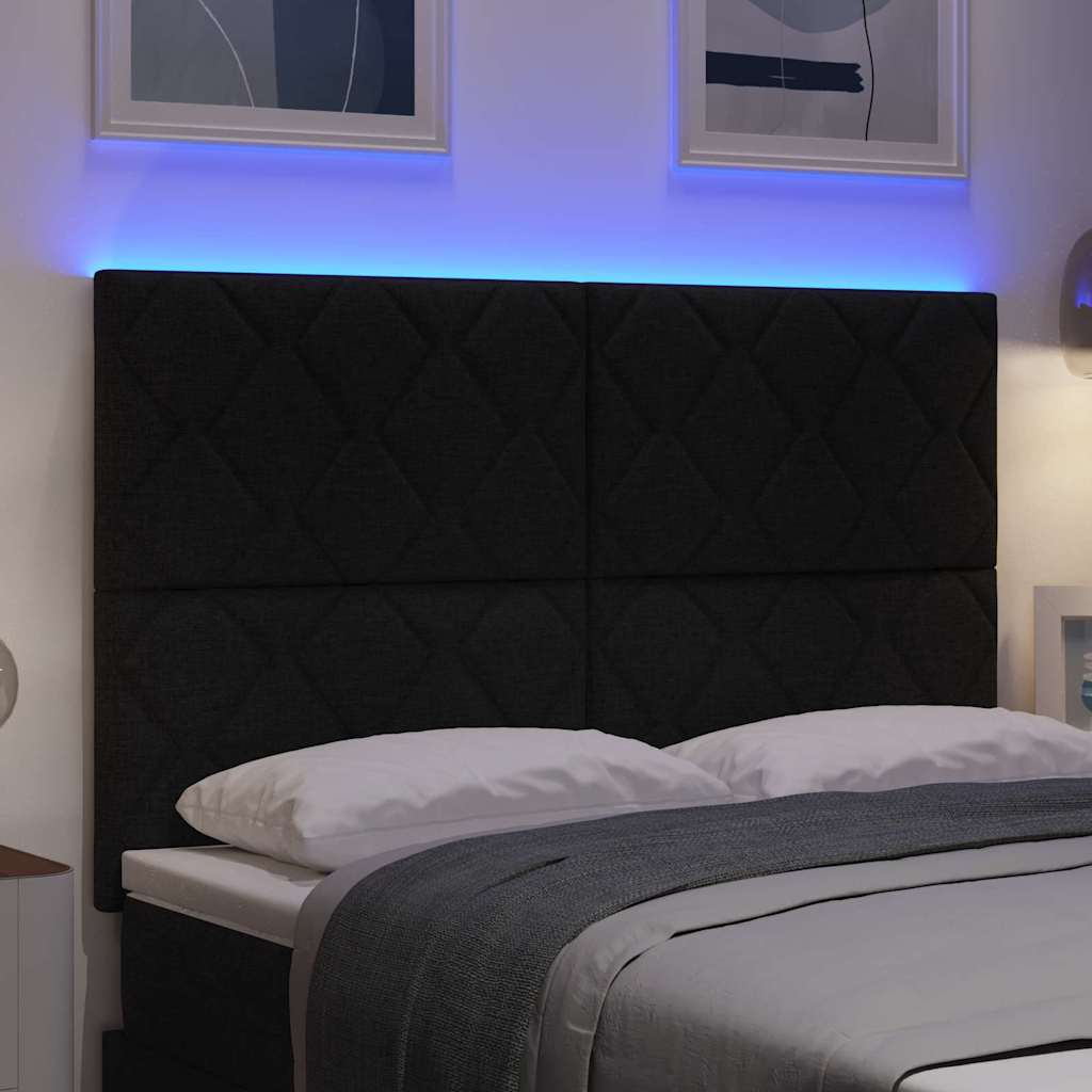 LED sengegavl Sort 160 cm Stof