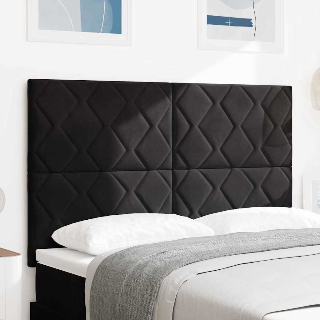 LED sengegavl Sort 160 cm Fløjl