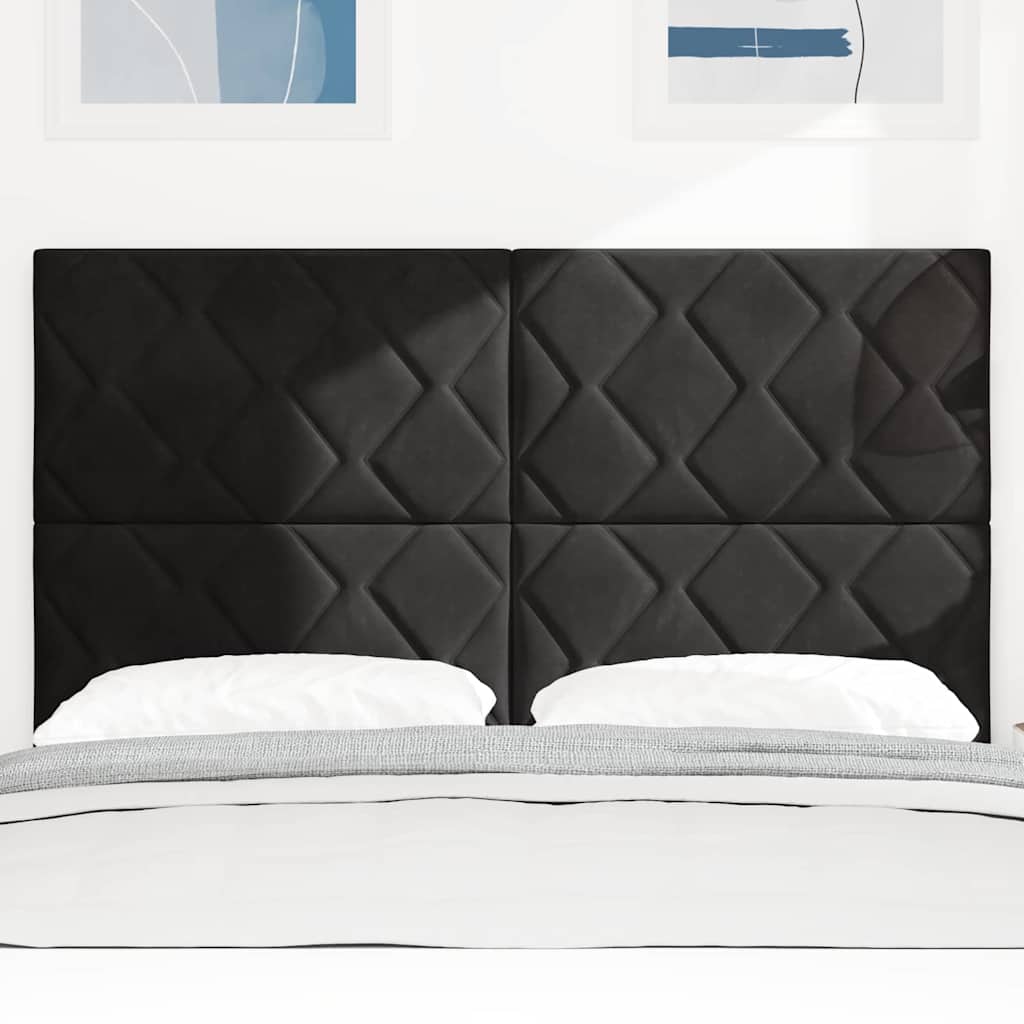 LED sengegavl Sort 160 cm Fløjl