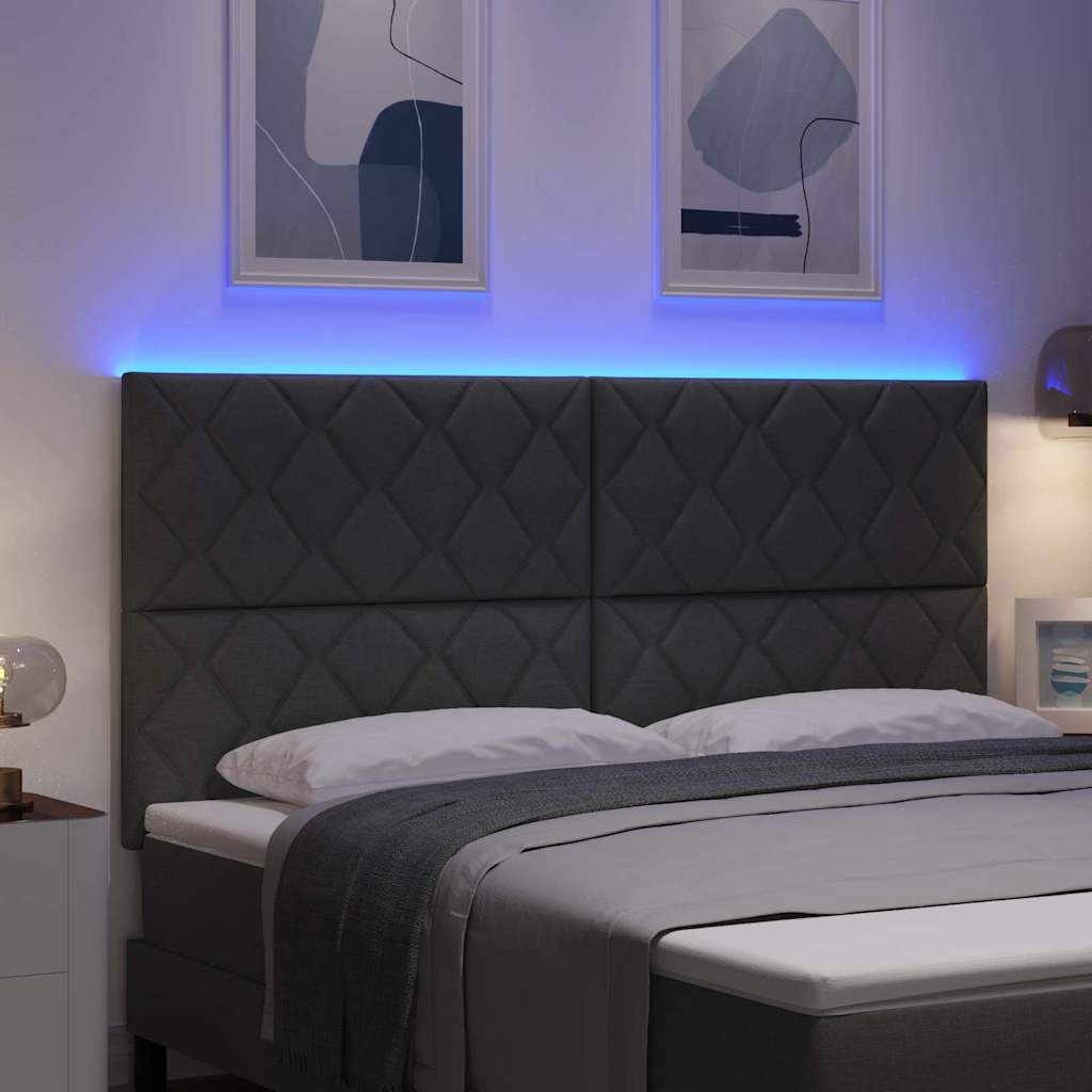 LED sengegavl Grå 180 cm Stof