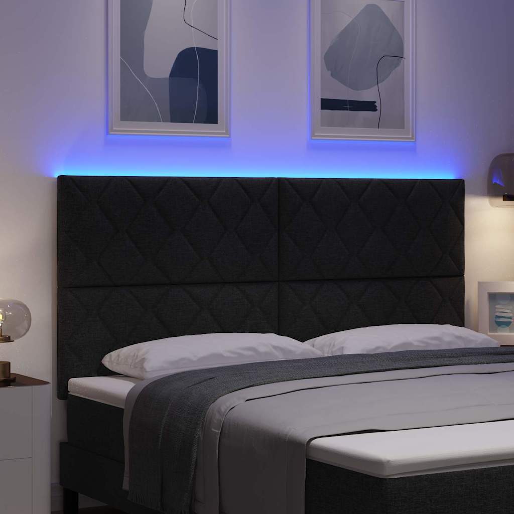 LED sengegavl Sort 180 cm Stof