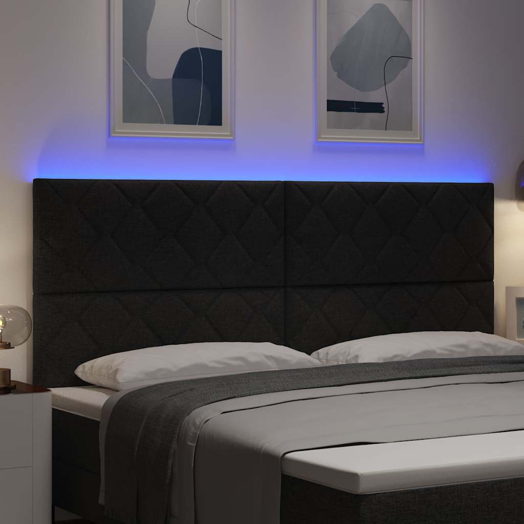 LED sengegavl Sort 200 cm Stof