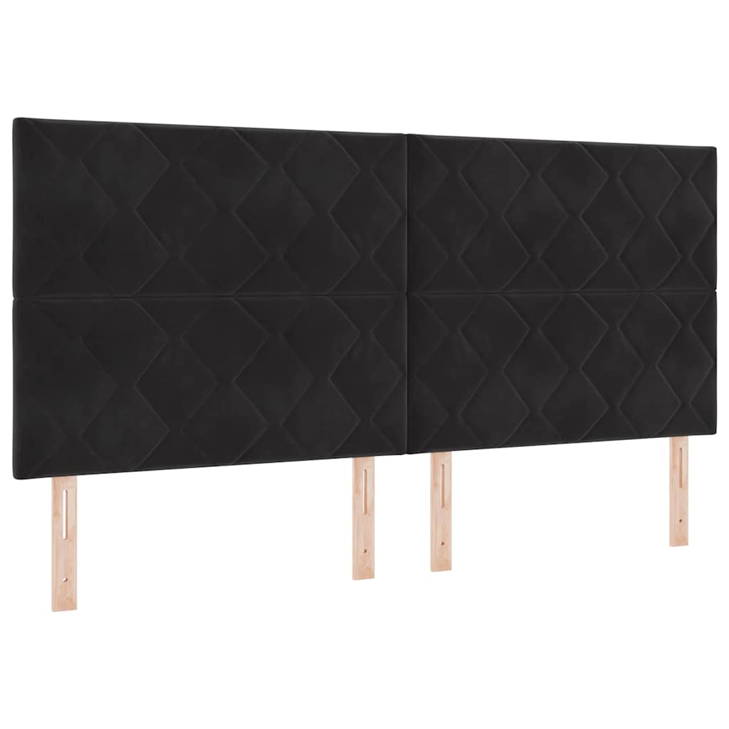 LED sengegavl Sort 200 cm Fløjl