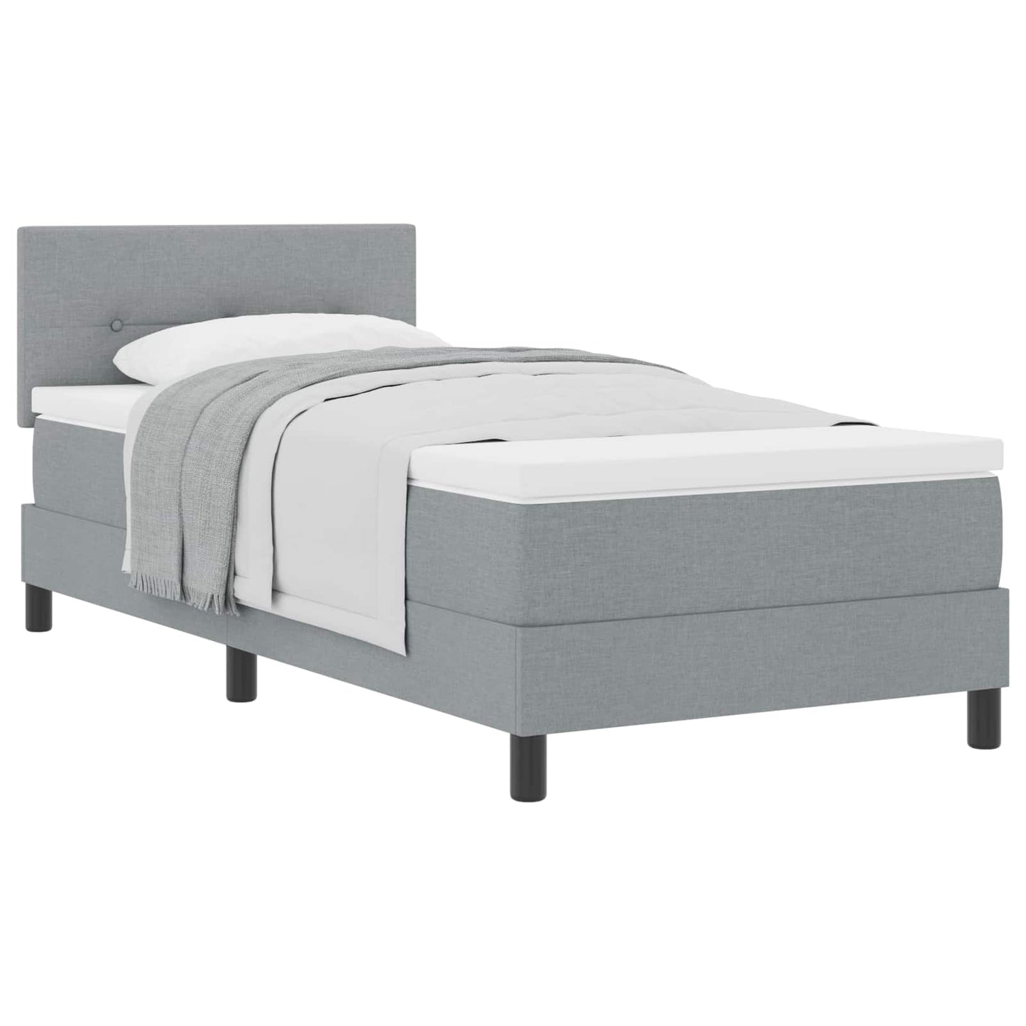 Box spring seng med hovedgærde Lysegrå 80 x 200 cm Stof