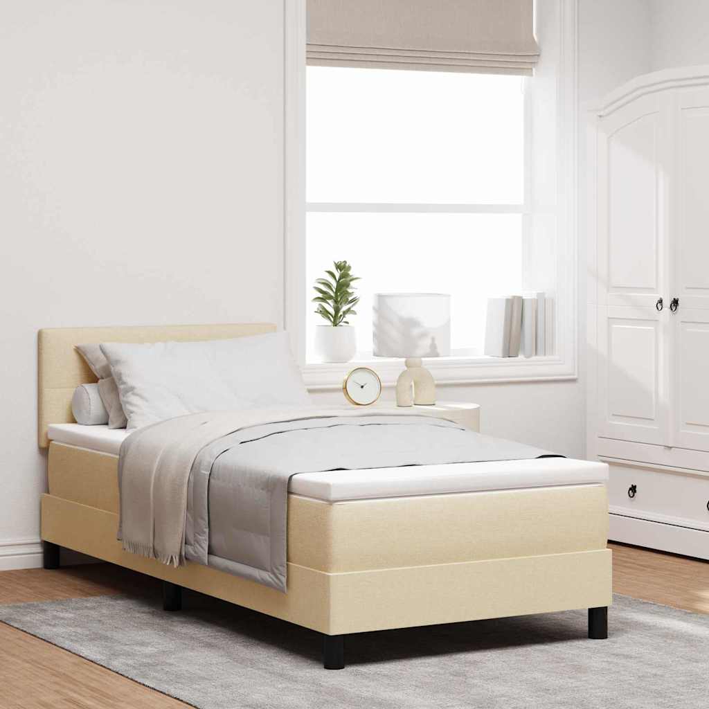 Box spring seng med hovedgærde Creme 80 x 200 cm Stof
