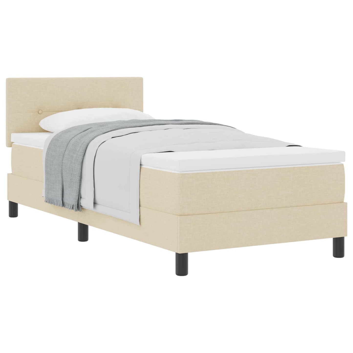 Box spring seng med hovedgærde Creme 80 x 200 cm Stof