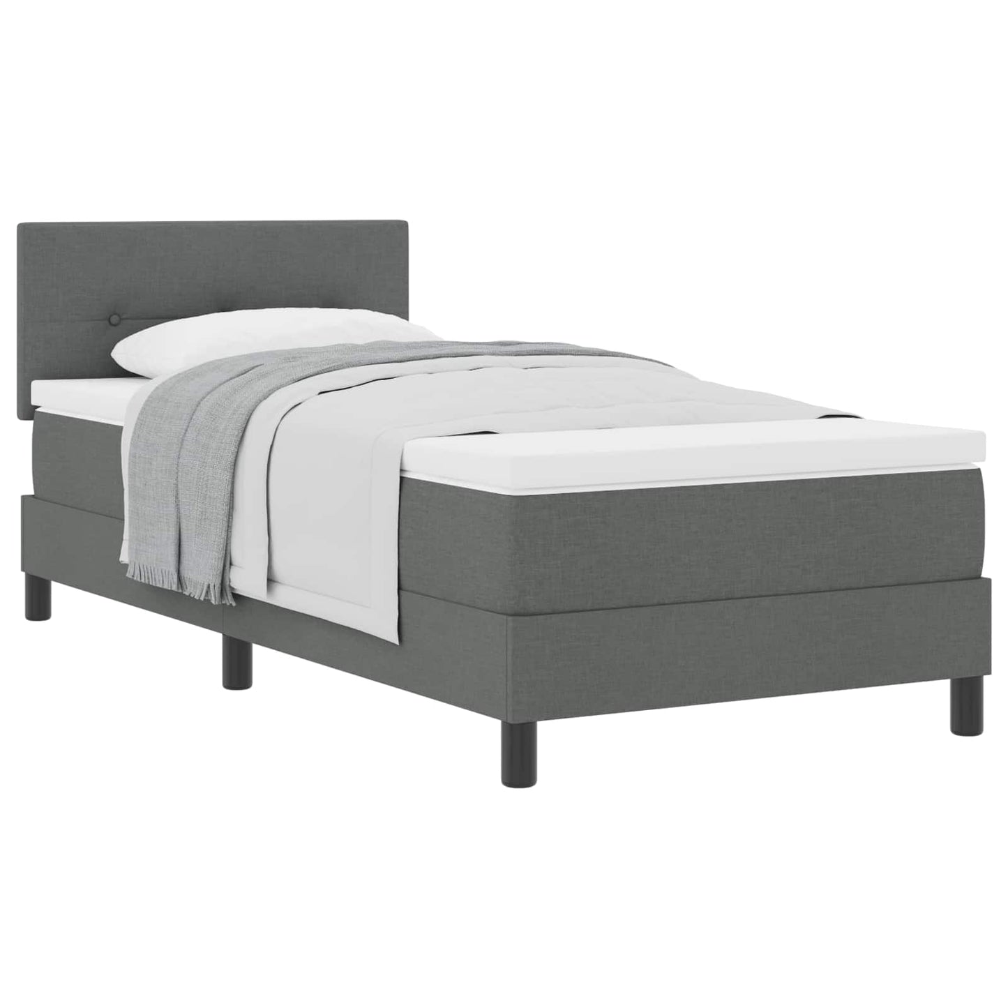 Box spring seng med hovedgærde Mørkegrå 100 x 200 cm Stof