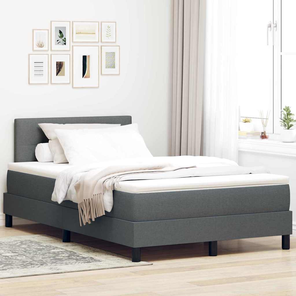 Box spring seng med hovedgærde Mørkegrå 120 x 190 cm Stof