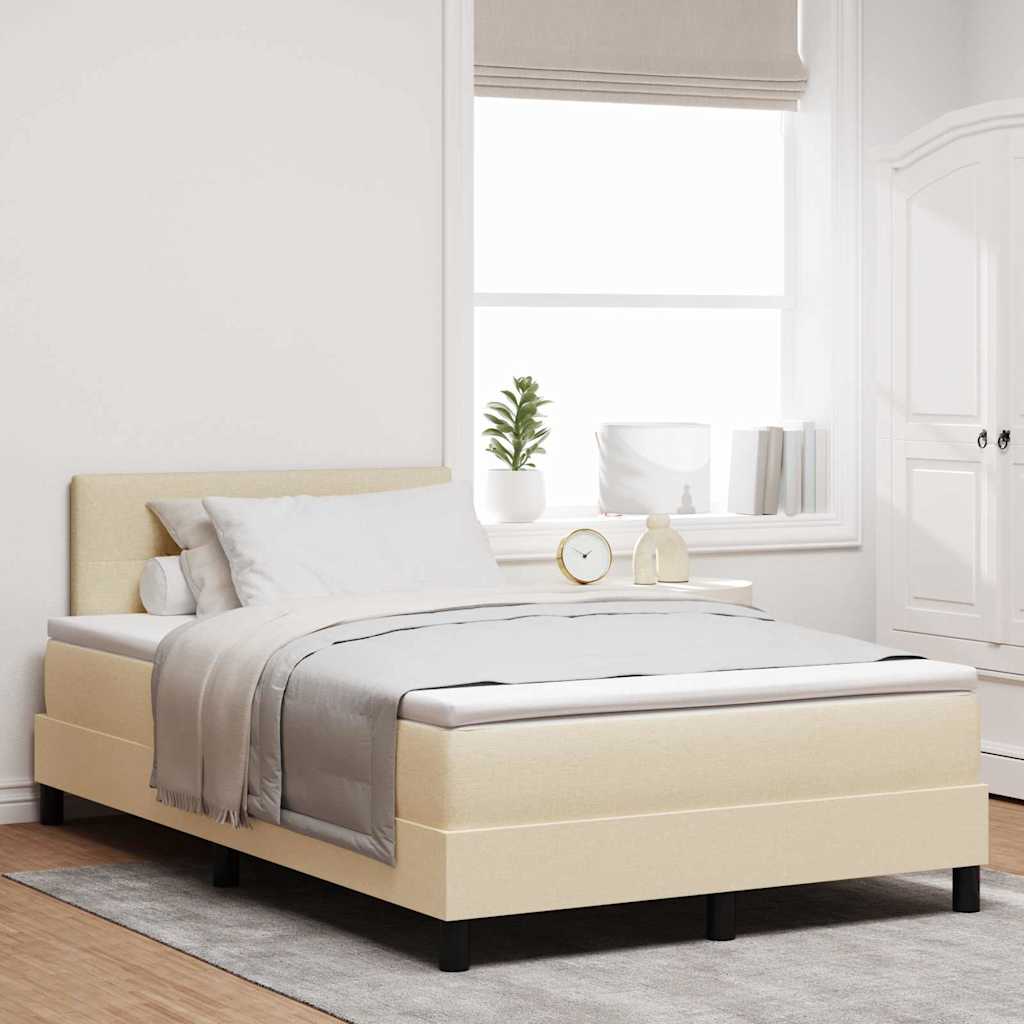 Box spring seng med hovedgærde Creme 120 x 190 cm Stof
