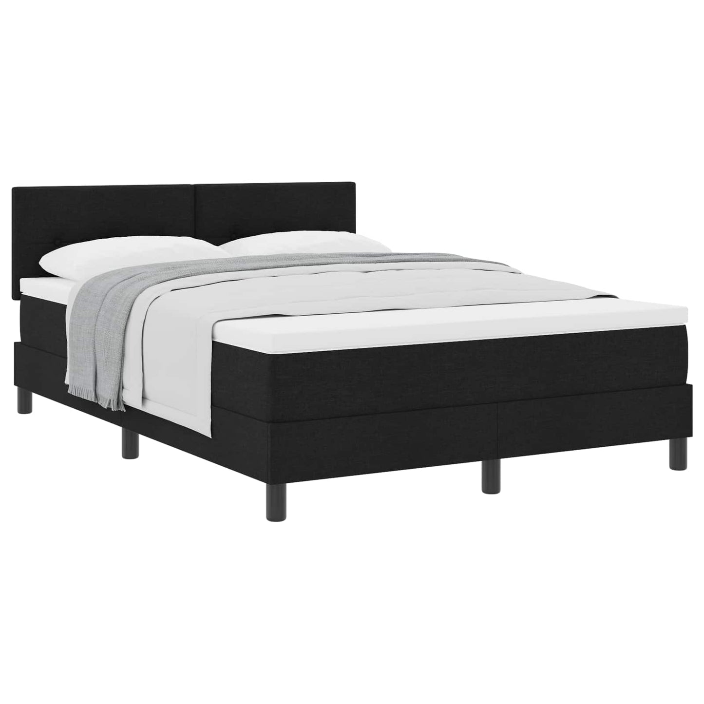 Box spring seng med hovedgærde Sort 140 x 190 cm Stof