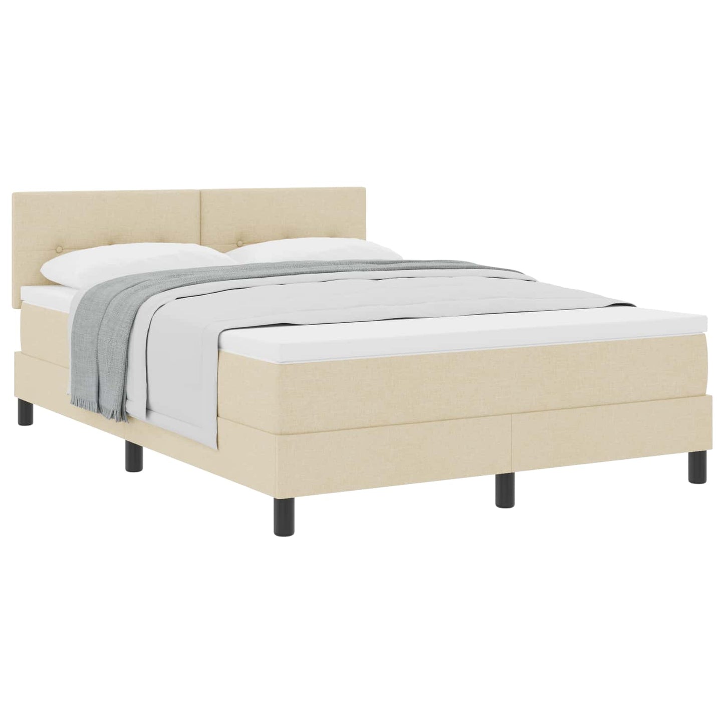 Box spring seng med hovedgærde Creme 160 x 200 cm Stof