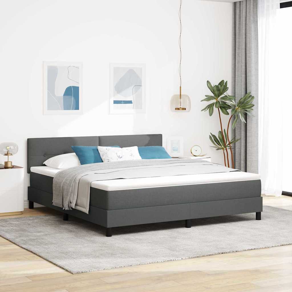 Box spring seng med hovedgærde Mørkegrå 180 x 200 cm Stof