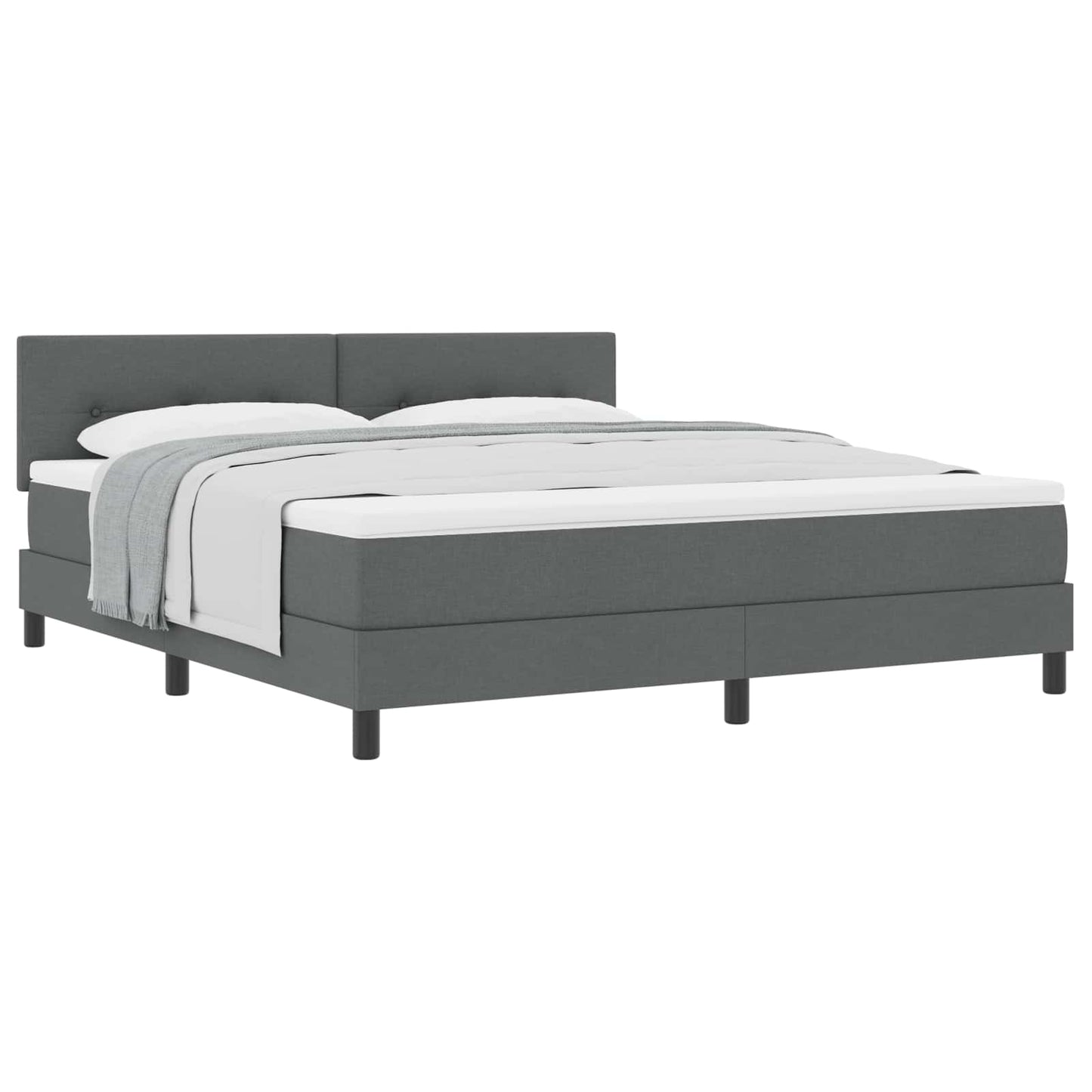 Box spring seng med hovedgærde Mørkegrå 180 x 200 cm Stof